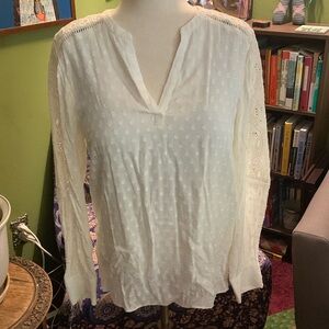 Soft Surroundings Eyelet Lace Shoulder Detail Blouse